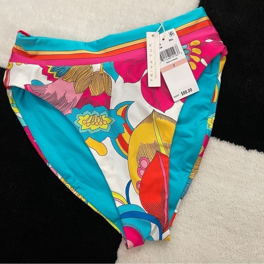 Trina Turk NWT Banded Twist Back High Waist Swim Bottom Size 2 - Picture 2 of 15